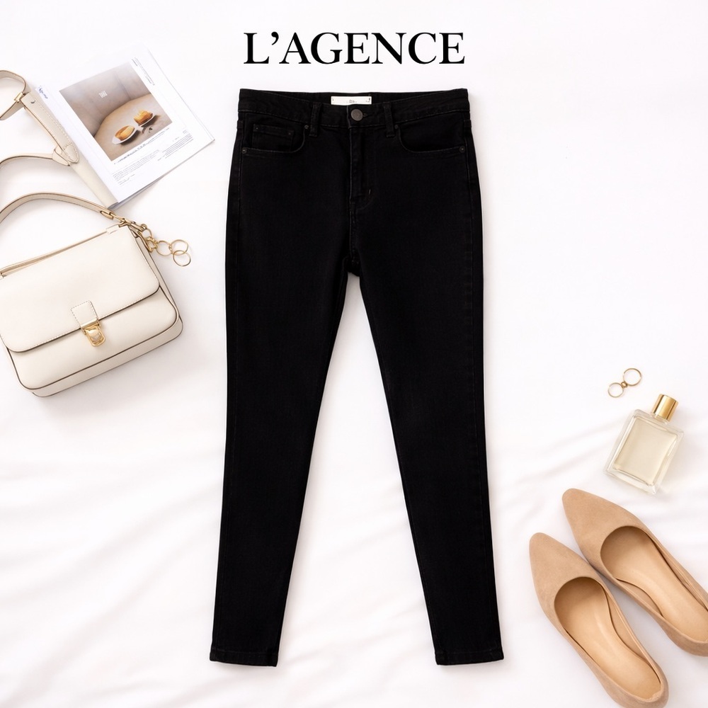 L’Agence Black Skinny Jeans Size 28 High Rise Stretch Denim